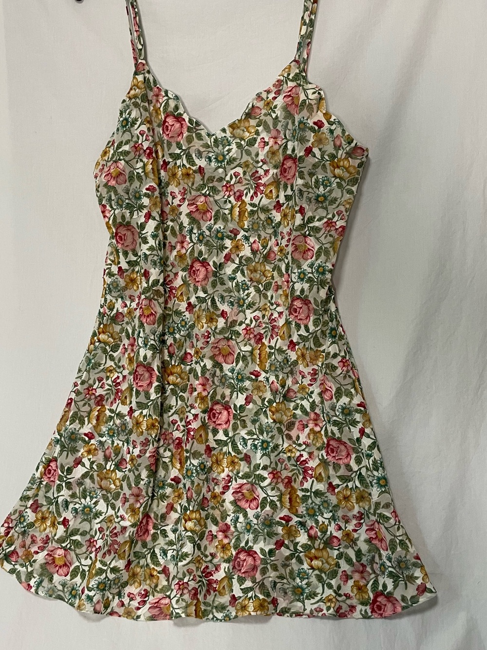Vintage 90’s Boho Satin and Beaux floral slip dress, spaghetti straps, Sz. Lg